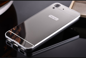 Луксозен алуминиев бъмпър с твърд гръб огледален сребрист гръб за Huawei Y6 II CAM-L21 / Huawei Honor Holly 3 